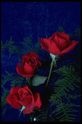 013154 Three Long Stemmed Red Roses And Ferns A4 Photo Print