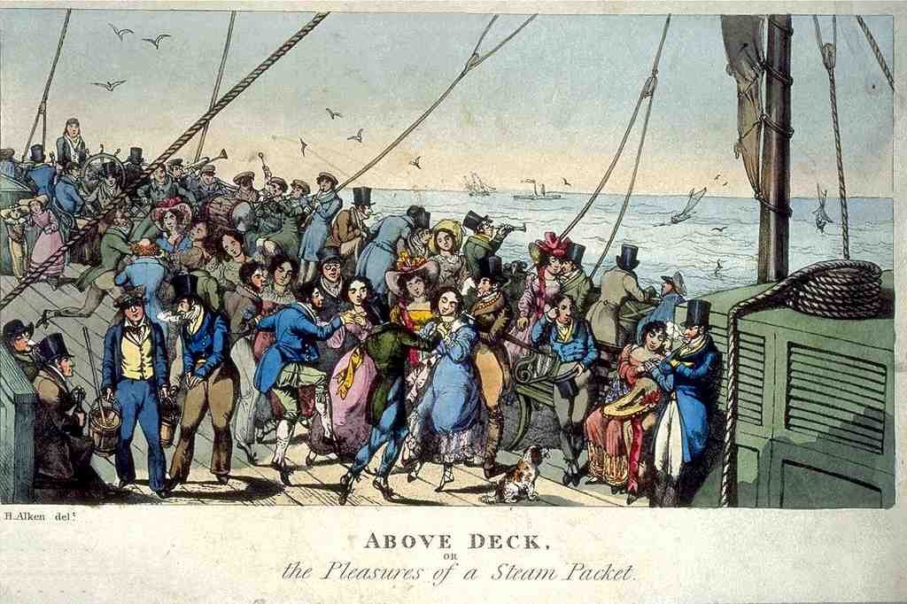 014 Above Deckof Steam Packet 1829 Vintage A4 Photo Print