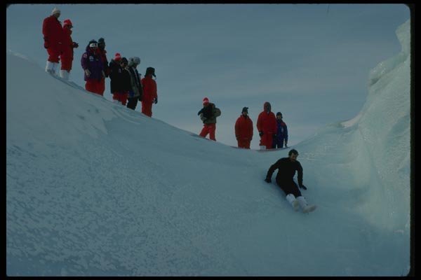 014051 Students Sliding On Iceberg A4 Photo Print