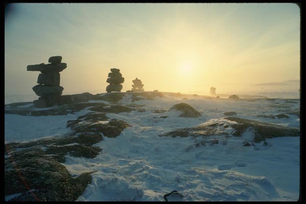 014057 Inukshuk 'Men Of Stone' A4 Photo Print