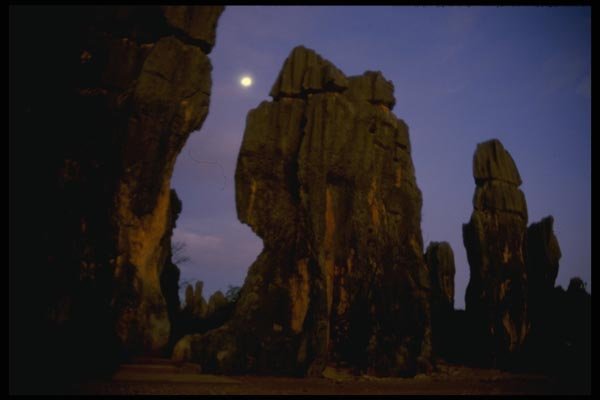 015047 Moon Rise, Stone Forest, Yunnan Province A4 Photo Print
