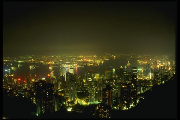 015090 Night View Of Hong Kong A4 Photo Print
