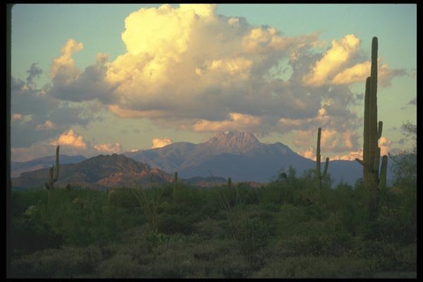019078 Four Peaks At Sunset A4 Photo Print