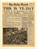 02 this is VE day daily sketch newspaper front page 2 Vintage Advert A4 Photo Print