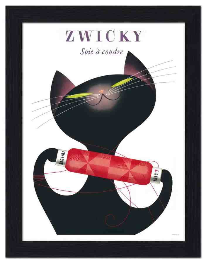 02 zwicky cat cotton sewing swiss poster 2 Vintage Advert A4 Photo Print
