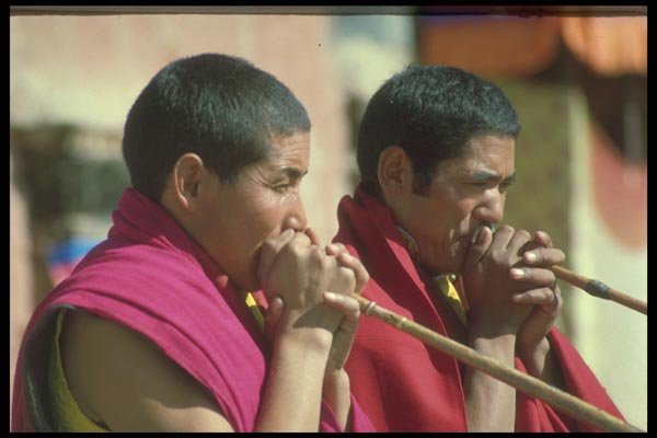 020015 Monks Playing Long Horns ( Radongs ) A4 Photo Print