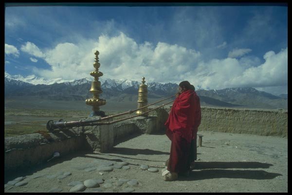 020017 Monks Playing Long Horns ( Radongs ) A4 Photo Print