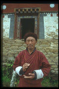 020041 Bhutanese Pilgrim, Historic Jakar Palace A4 Photo Print