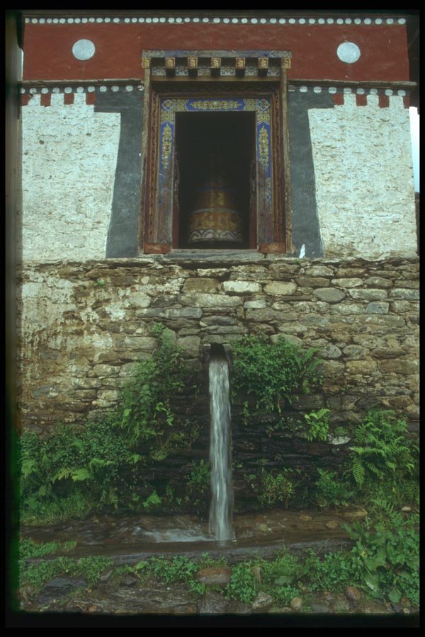 020045 Water Driven Prayer Wheel, Historic Jakar Gompa A4 Photo Print