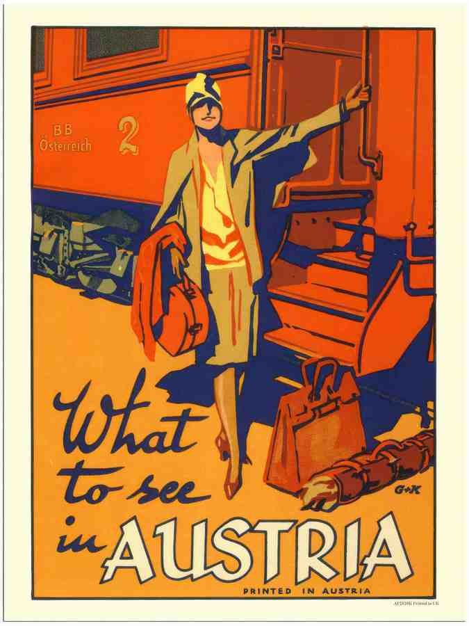 020K what to see in austria travel poster 2 Vintage Advert A4 Photo Print