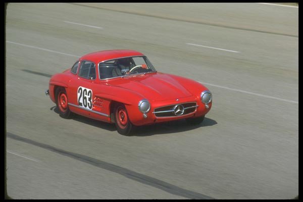 021090 Red Mercedes Gull Wing, Right Front A4 Photo Print