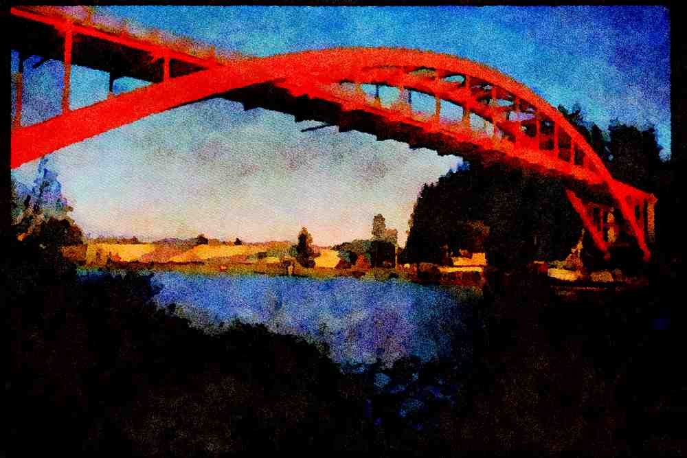 022001 Red Steel Through Arch A4 Limited Edition Watercolour Print