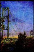 022002 Narrows Bridge With Mountain, Suspension A4 Limited Edition Watercolour Print
