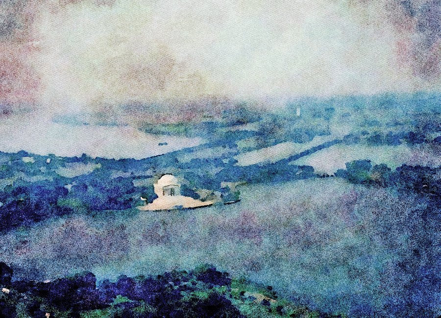 022004 Low Bridges Connecting City A4 Limited Edition Watercolour Print