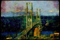 022008 Suspension Bridge With Mountain Range A4 Limited Edition Watercolour Print