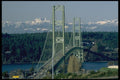 022008 Suspension Bridge With Mountain Range A4 Photo Print