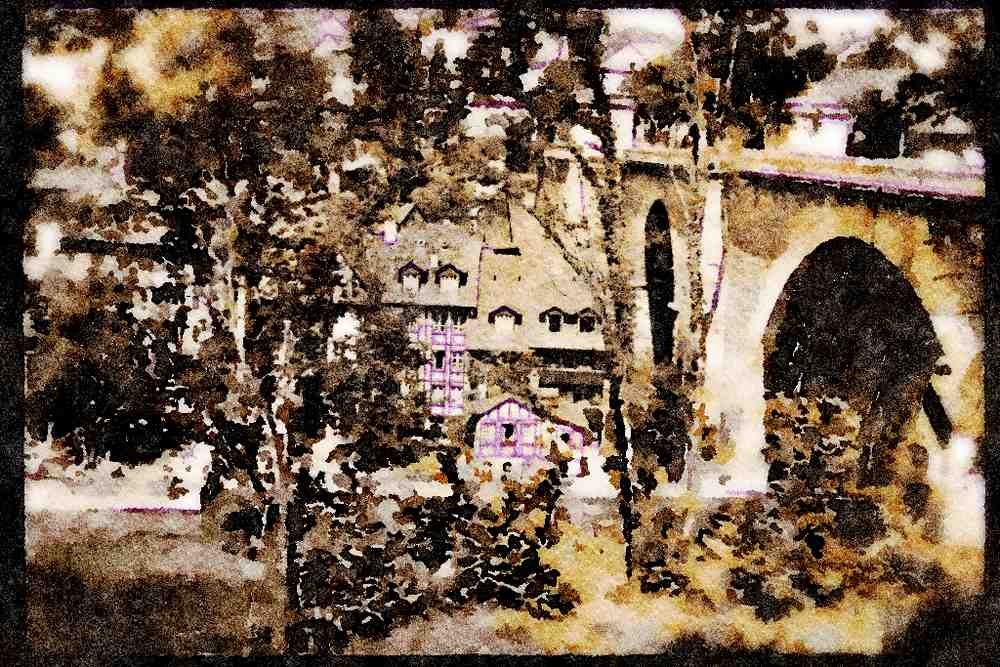 022015 Arched Stone Bridge At Angle A4 Limited Edition Watercolour Print