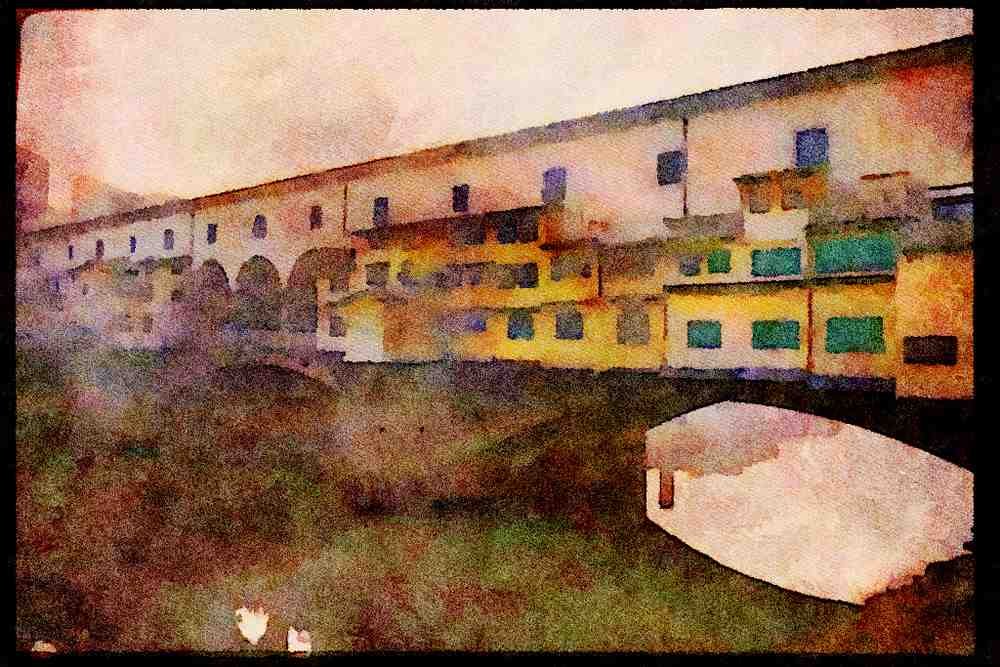 022024 Arched Bridge With Shops A4 Limited Edition Watercolour Print