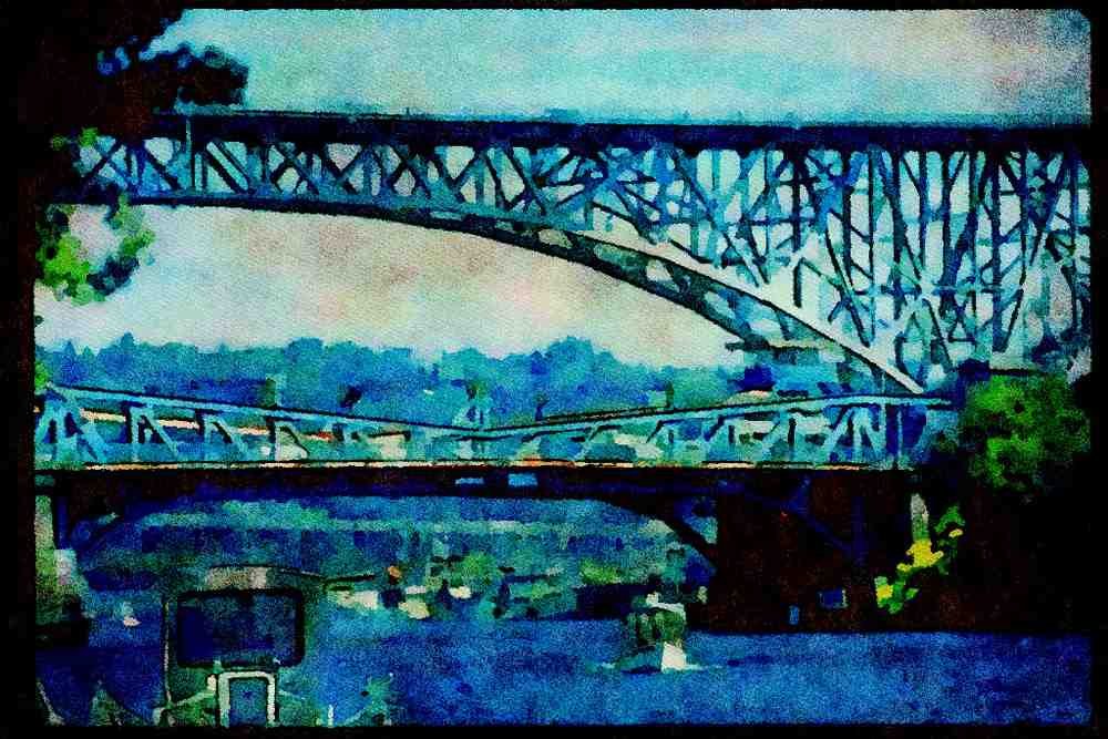 022025 Steel Arch Over Drawbridge A4 Limited Edition Watercolour Print
