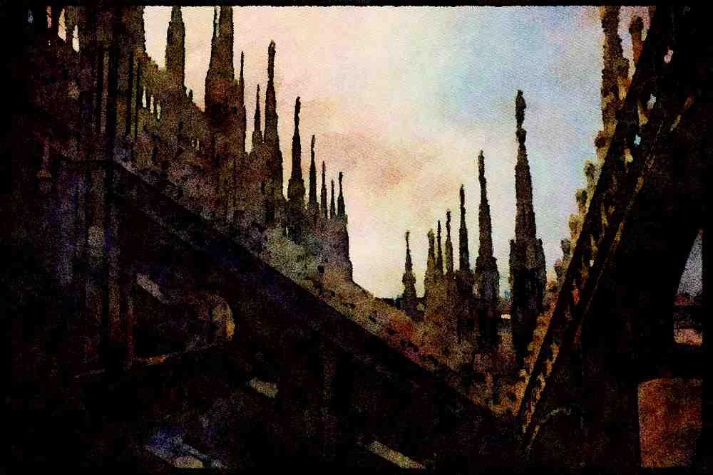 022028 Foot Bridges On Cathedral A4 Limited Edition Watercolour Print