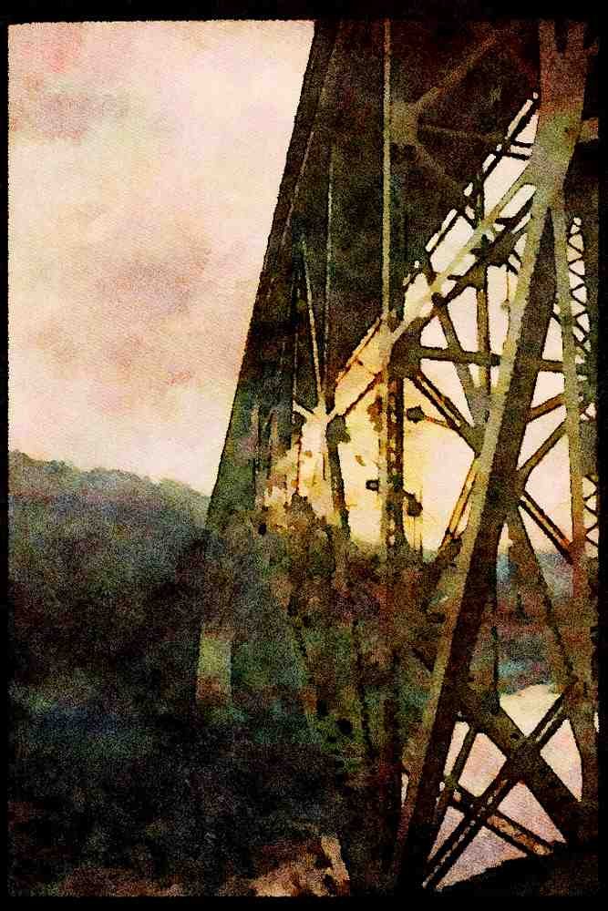 022033 Arched Trusswork Beneath Bridge A4 Limited Edition Watercolour Print