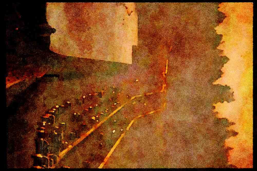 022035 Freeway Bridge At Rush Hour A4 Limited Edition Watercolour Print