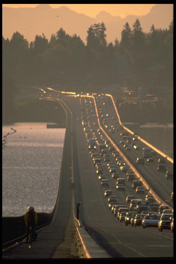 022035 Freeway Bridge At Rush Hour A4 Photo Print