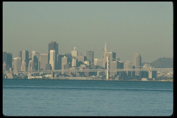 022038 San Francisco Behind Bay Bridge A4 Photo Print