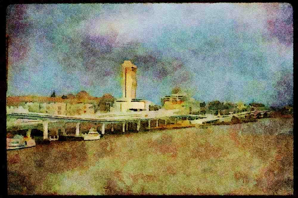 022039 Concrete Beam Bridges In Brisbane A4 Limited Edition Watercolour Print