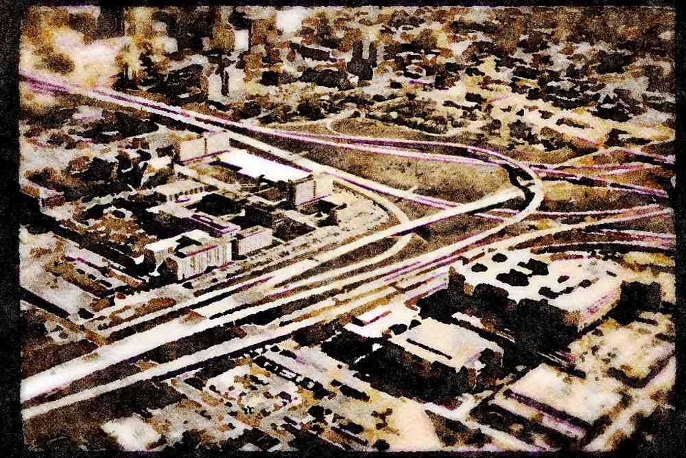 022043 Freeway Spans At Junction A4 Limited Edition Watercolour Print