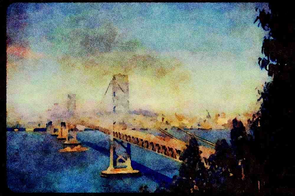 022045 Suspension Bridge, San Francisco A4 Limited Edition Watercolour Print