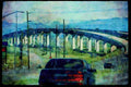 022046 Beamed Overpass With Mountains A4 Limited Edition Watercolour Print
