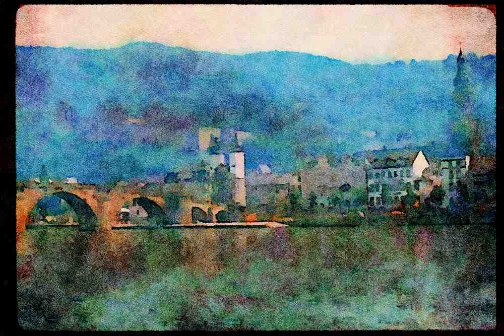022050 Stone Arched Bridge In Germany A4 Limited Edition Watercolour Print