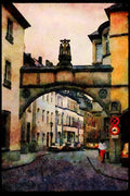 022052 Arched Foot Bridge With Crucifix A4 Limited Edition Watercolour Print