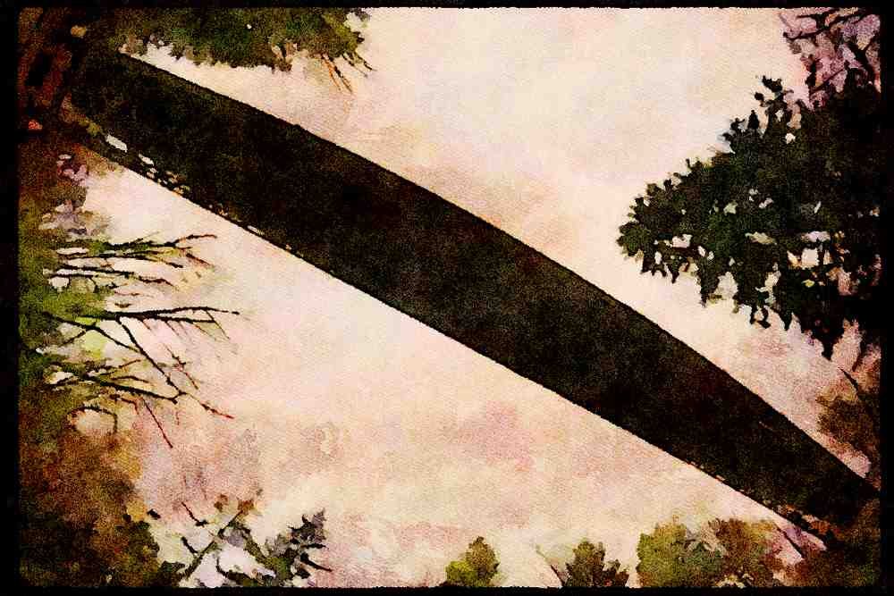 022054 Bridge And Trees Silhouetted From Below A4 Limited Edition Watercolour Print