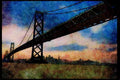 022056 Suspension Bridge From Water Level A4 Limited Edition Watercolour Print