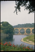 022066 Stone Arched Bridge, Reflection In Water A4 Photo Print