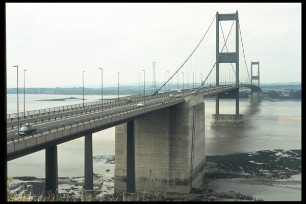 022067 Suspension Bridge At Low Tide A4 Photo Print