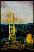 022069 Green Suspension Bridge At Entrance A4 Limited Edition Watercolour Print