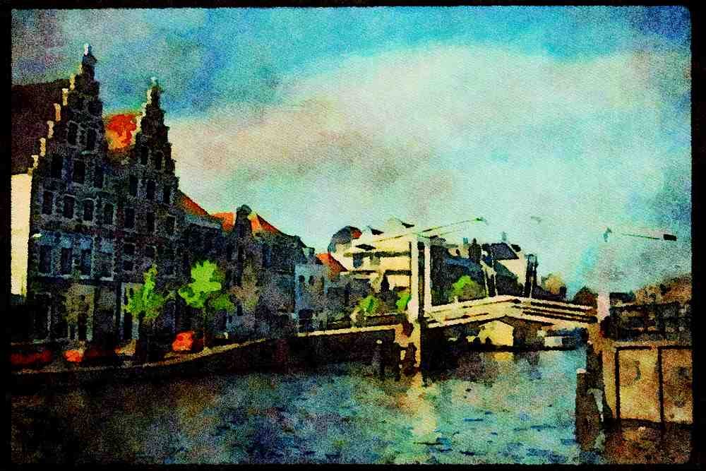 022070 Drawbridge In Holland A4 Limited Edition Watercolour Print