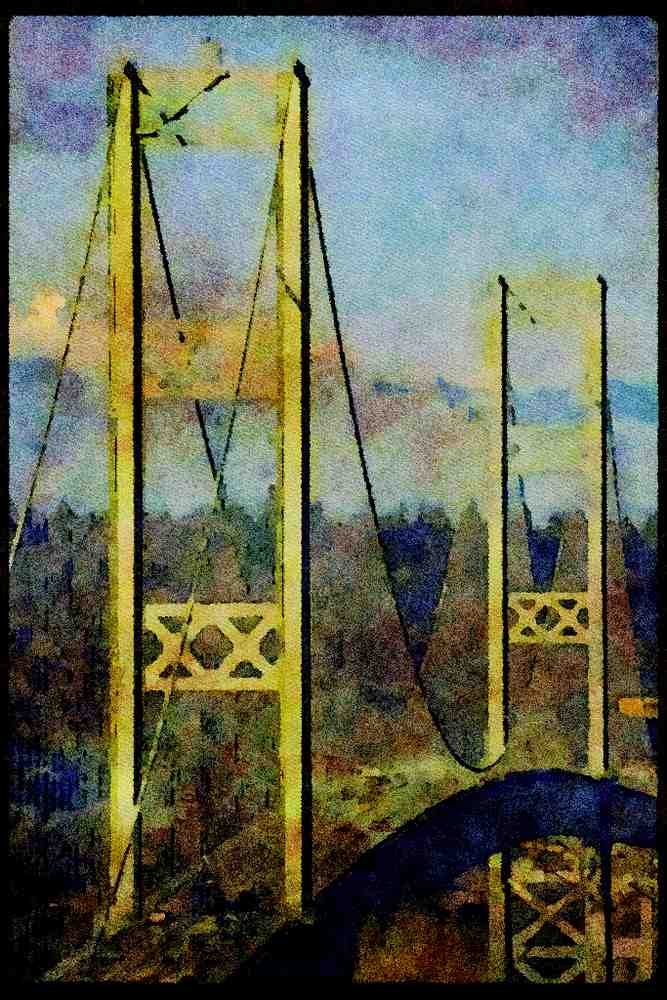 022071 Suspension Bridge And Cabling A4 Limited Edition Watercolour Print