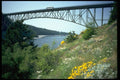 022076 Steel Arched Bridge, Wildflowers On Bank A4 Photo Print