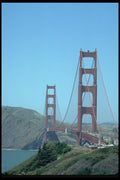 022077 Red Suspension Bridge From End A4 Photo Print
