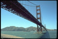 022081 Below Red Suspension Bridge A4 Photo Print