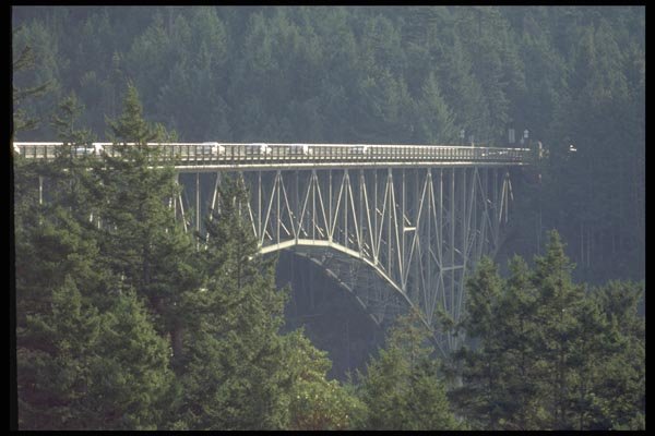 022087 Steel Arched Bridge In Mountains A4 Photo Print