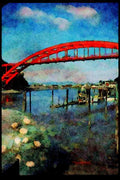 022088 Red Through Arched Bridge, Fishnet A4 Limited Edition Watercolour Print
