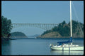 022090 Profile Of Steel Arched Bridge And Yacht A4 Photo Print