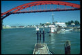 022092 Red Bridge With Fishing Boat A4 Photo Print