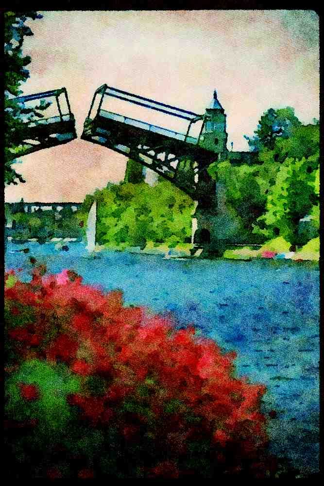 022093 Short Drawbridge And Sailboat A4 Limited Edition Watercolour Print