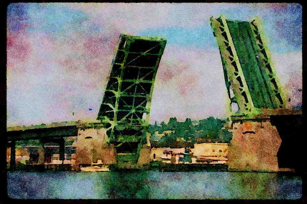 022094 Green Drawbridge A4 Limited Edition Watercolour Print